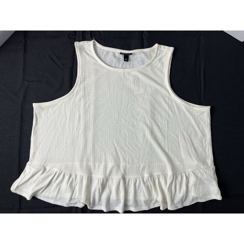 Torrid White Knit High Neck Ruffle Sleeveless Crop Top Plus Size 0